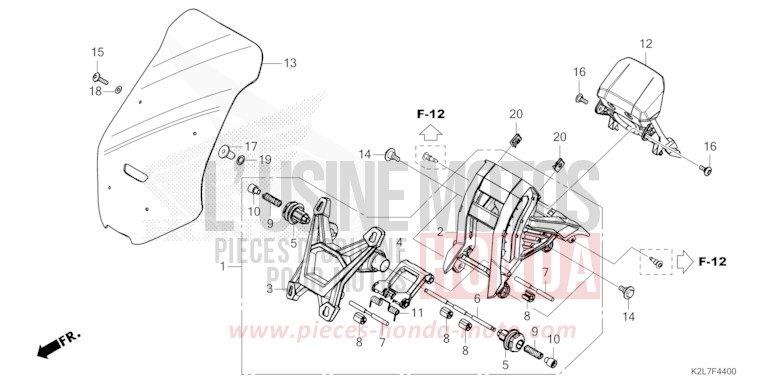 WINDSCREEN for ADV 350 MAT CARNELIAN RED METALLIC (R384) from 2022